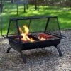 Sunnydaze Decor Sunnydaze Outdoor Camping Or Backyard Rectangular Northland Fire Pit With Cooking Grill Grate, Spark Screen, Log Poker, And Fire Pit Cover - 36"