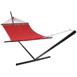 Sunnydaze Decor Sunnydaze Outdoor 2-Person Double Polyester Rope Hammock With Wood Spreader Bar And 15ft Black Steel Stand 16 Sunnydaze Decor Sunnydaze Outdoor 2-Person Double Polyester Rope Hammock With Wood Spreader Bar And 15ft Black Steel Stand -Sunnydaze Decor GUEST 2cca0a60 f728 4799 a8b5 5a753a2fd579