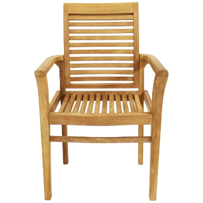 Sunnydaze Decor Sunnydaze Outdoor Solid Teak Wood With Light Stained Finish Slatted Patio Lawn Arm Chair - Light Brown 5 Sunnydaze Decor Sunnydaze Outdoor Solid Teak Wood With Light Stained Finish Slatted Patio Lawn Arm Chair - Light Brown - Image 5