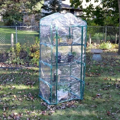 Sunnydaze Decor Sunnydaze Outdoor Portable Growing Rack 4-Tier Greenhouse With Roll-Up Door - 4 Shelves - Clear 7 Sunnydaze Decor Sunnydaze Outdoor Portable Growing Rack 4-Tier Greenhouse With Roll-Up Door - 4 Shelves - Clear - Image 7