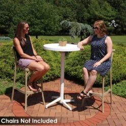 Sunnydaze Decor Sunnydaze 45"H Round Plastic All-Weather Commercial-Grade Patio Bar Table With Foldable Design, White -Sunnydaze Decor GUEST 346074ba 554a 4eb1 a7bb 9e5fc8601683