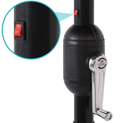 Sunnydaze Decor Sunnydaze Outdoor Aluminum Pool Patio Umbrella With Solar LED Lights, Tilt, And Crank - 9' 5 Sunnydaze Decor Sunnydaze Outdoor Aluminum Pool Patio Umbrella With Solar LED Lights, Tilt, And Crank - 9' - Image 5