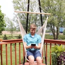 Sunnydaze Decor Sunnydaze Lightweight Cotton/Nylon Rope Outdoor Mayan Hammock Chair -Sunnydaze Decor GUEST 34f4505d 140f 4cf1 80ce 5ce31ece7d9b