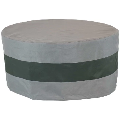 Sunnydaze Decor Sunnydaze Outdoor Heavy-Duty Weather-Resistant 300D Polyester Round 2-Tone Fire Pit Cover - Gray And Green 4 Sunnydaze Decor Sunnydaze Outdoor Heavy-Duty Weather-Resistant 300D Polyester Round 2-Tone Fire Pit Cover - Gray And Green - Image 4