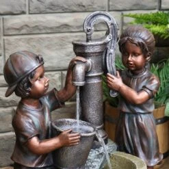 Sunnydaze Decor Sunnydaze 24"H Electric Polyresin Jack And Jill At Farmhouse Pump And Well Outdoor Water Fountain -Sunnydaze Decor GUEST 35612610 e7ae 473c b842 bc3b0734a121