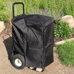 Sunnydaze Decor Sunnydaze Outdoor Firewood Log Rack Cart Carrier With Heavy-Duty Weather-Resistant Polyester Cover - Black -Sunnydaze Decor GUEST 35c90c66 90e4 4235 a8a9 a3cfabfe6650