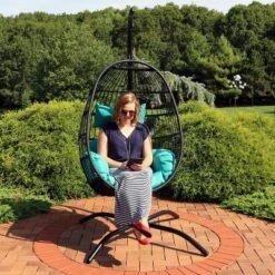 Sunnydaze Decor Sunnydaze Outdoor Resin Wicker Patio Dalia Hanging Basket Egg Chair With Cushions, Headrest, And Steel Stand Set - Teal - 3pc 17 Sunnydaze Decor Sunnydaze Outdoor Resin Wicker Patio Dalia Hanging Basket Egg Chair With Cushions, Headrest, And Steel Stand Set - Teal - 3pc -Sunnydaze Decor GUEST 3776b64b ab75 4ffb a442 a493b35ccab9