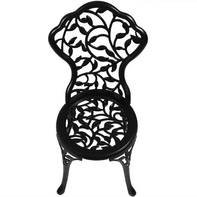 Sunnydaze Decor Sunnydaze Floral Design Cast Aluminum Outdoor Patio Bistro Set, Black, 3pc 3 Sunnydaze Decor Sunnydaze Floral Design Cast Aluminum Outdoor Patio Bistro Set, Black, 3pc - Image 3
