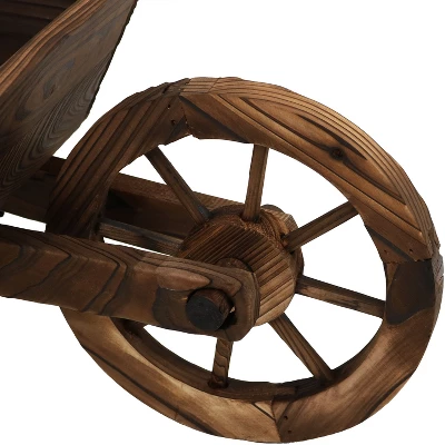 Sunnydaze Decor Sunnydaze Wooden Decorative Wheelbarrow Planter For Patio, Lawn And Garden - 35" L X 10" W X 11" - Brown 2 Sunnydaze Decor Sunnydaze Wooden Decorative Wheelbarrow Planter For Patio, Lawn And Garden - 35" L X 10" W X 11" - Brown - Image 2