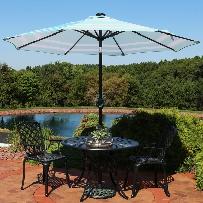Sunnydaze Decor Sunnydaze Outdoor Aluminum Patio Umbrella With Solar LED Lights, Tilt, And Crank - 9' 1 Sunnydaze Decor Sunnydaze Outdoor Aluminum Patio Umbrella With Solar LED Lights, Tilt, And Crank - 9'