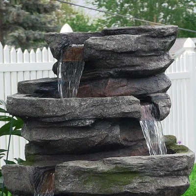 Sunnydaze Decor Sunnydaze 31"H Electric Polyresin And Fiberglass Lighted Cobblestone Waterfall Outdoor Water Fountain With LED Lights 6 Sunnydaze Decor Sunnydaze 31"H Electric Polyresin And Fiberglass Lighted Cobblestone Waterfall Outdoor Water Fountain With LED Lights - Image 6