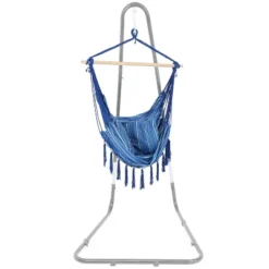 Sunnydaze Decor Sunnydaze Double Cushion Hanging Rope Hammock Chair Swing - 265 Lb Weight Capacity - Cornflower Stripes 10 Sunnydaze Decor Sunnydaze Double Cushion Hanging Rope Hammock Chair Swing - 265 Lb Weight Capacity - Cornflower Stripes -Sunnydaze Decor GUEST 3b0e90fd 63b4 4c03 be3d 4466b4fc75f0