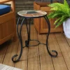 Sunnydaze Decor Sunnydaze Indoor/Outdoor Steel Frame Decorative Slate Tile Top Side Table - 12"