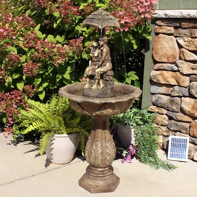 Sunnydaze Decor Sunnydaze Outdoor Solar Powered Polyresin Lovers Umbrella Water Fountain With Battery Backup And LED Lights - 43" 1 Sunnydaze Decor Sunnydaze Outdoor Solar Powered Polyresin Lovers Umbrella Water Fountain With Battery Backup And LED Lights - 43"