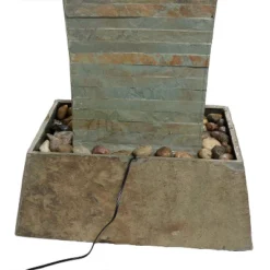 Sunnydaze Decor Sunnydaze 49"H Electric Spiraling Slate Outdoor Water Fountain With LED Lights -Sunnydaze Decor GUEST 3c0c07a6 560c 4fa5 ad23 284be10ef60d