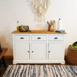 Sunnydaze Decor Sunnydaze Sideboard With 3 Drawers And 3 Doors - Solid Pine Construction - White - 32" -Sunnydaze Decor GUEST 3d49ffc8 6f44 4df5 b8b7 53adb10cbb92