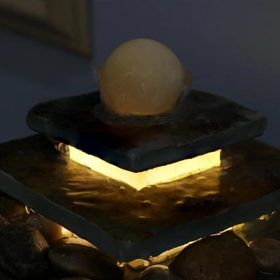 Sunnydaze Decor Sunnydaze Indoor Home Office Slate And Polished Stone Ball Tiered Tabletop Water Fountain With LED Light - 8" 10 Sunnydaze Decor Sunnydaze Indoor Home Office Slate And Polished Stone Ball Tiered Tabletop Water Fountain With LED Light - 8" - Image 10