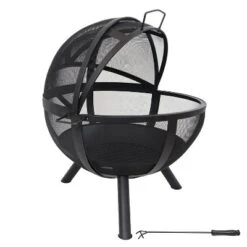 Sunnydaze Decor Sunnydaze Outdoor Portable Camping Or Backyard Flaming Sphere Ball Fire Pit With Built-In Spark Screen - 30" - Black -Sunnydaze Decor GUEST 3e8301b3 6eb5 4f55 9597 c0b689012d6d