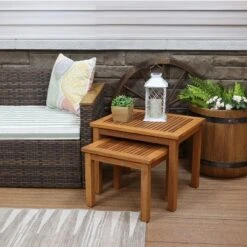 Sunnydaze Decor Sunnydaze Meranti Wood Outdoor Nesting Side Tables - Brown - 2pc -Sunnydaze Decor GUEST 3f25229a 75ab 4880 aa3c 08842bb1ac0f