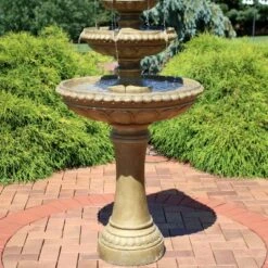 Sunnydaze Decor Sunnydaze 65"H Electric Resin And Concrete 4-Tier Eggshell Edge Outdoor Water Fountain With LED Lights -Sunnydaze Decor GUEST 402b9f1b 044a 427b b7da 336f696afb1e