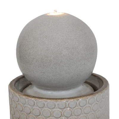 Sunnydaze Decor Sunnydaze Modern Orb On Circle-Pattern Base Ceramic Outdoor Fountain With LED Lights, Gray 3 Sunnydaze Decor Sunnydaze Modern Orb On Circle-Pattern Base Ceramic Outdoor Fountain With LED Lights, Gray - Image 3