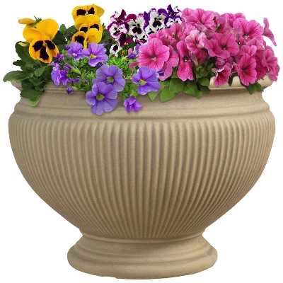 Sunnydaze Decor Sunnydaze Indoor/Outdoor Patio, Garden, Or Porch Weather-Resistant Double-Walled Elizabeth Ribbed Urn Flower Pot Planter - 15" 4 Sunnydaze Decor Sunnydaze Indoor/Outdoor Patio, Garden, Or Porch Weather-Resistant Double-Walled Elizabeth Ribbed Urn Flower Pot Planter - 15" - Image 4