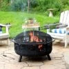 Sunnydaze Decor Sunnydaze Outdoor Portable Camping Or Backyard Steel Large All Star Fire Pit Bowl With Spark Screen And Cooking Grate - 30" - Black