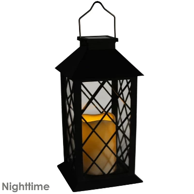 Sunnydaze Decor Sunnydaze Outdoor Concord Hanging Tabletop Solar LED Rustic Farmhouse Decorative Candle Lantern - 11" 2 Sunnydaze Decor Sunnydaze Outdoor Concord Hanging Tabletop Solar LED Rustic Farmhouse Decorative Candle Lantern - 11" - Image 2