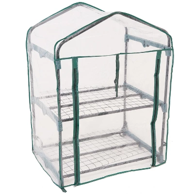 Sunnydaze Decor Sunnydaze Outdoor Portable Growing Rack 2-Tier Greenhouse With PVC Roll-Up Door - 2 Shelves - Clear 6 Sunnydaze Decor Sunnydaze Outdoor Portable Growing Rack 2-Tier Greenhouse With PVC Roll-Up Door - 2 Shelves - Clear - Image 6