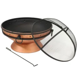 Sunnydaze Decor Sunnydaze Outdoor Camping Or Backyard Large Round Fire Pit Bowl With Handles And Spark Screen - 30" - Copper Finish -Sunnydaze Decor GUEST 420a76da 7355 47e1 8a45 7c89e457b20c