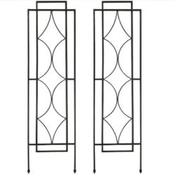 Sunnydaze Decorative Steel Metal Chic Diamonds Design Garden Trellis - Black - 2-Pack -Sunnydaze Decor GUEST 43554727 2800 4fb3 9197 fff970b3dfdd