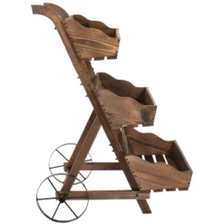 Sunnydaze Decor Sunnydaze 3-Tier Wooden Rolling Planter - Fir Wood - 39.25" - Brown -Sunnydaze Decor GUEST 45c50049 b028 4095 b271 f63ca2d4d79c
