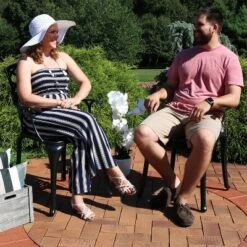 Sunnydaze Decor Sunnydaze Outdoor Crossweave Design Black Cast Aluminum Patio Dining Chair, 2pk -Sunnydaze Decor GUEST 45c61489 c91a 49c5 bcc2 a581bcf0dc12