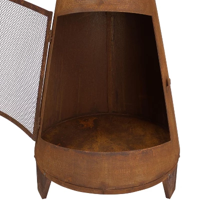 Sunnydaze Decor Sunnydaze Outdoor Backyard Large Freestanding Oxidized Steel Wood-Burning Fire Pit Chiminea - 70" - Rust Finish 3 Sunnydaze Decor Sunnydaze Outdoor Backyard Large Freestanding Oxidized Steel Wood-Burning Fire Pit Chiminea - 70" - Rust Finish - Image 3