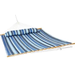 Sunnydaze Decor Sunnydaze Two-Person Quilted Fabric Hammock With Spreader Bars - 450 Lb Weight Capacity -Sunnydaze Decor GUEST 47463b19 1586 4beb ba4c 6e5b59a5058e
