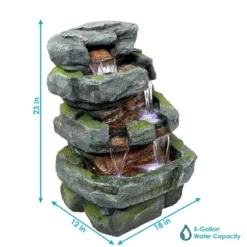 Sunnydaze Decor Sunnydaze 24"H Electric Polyresin And Fiberglass Tiered Stone Waterfall Outdoor Water Fountain With LED Lights 17 Sunnydaze Decor Sunnydaze 24"H Electric Polyresin And Fiberglass Tiered Stone Waterfall Outdoor Water Fountain With LED Lights -Sunnydaze Decor GUEST 48989b44 98cf 42fb ad5b 10ab6f172804