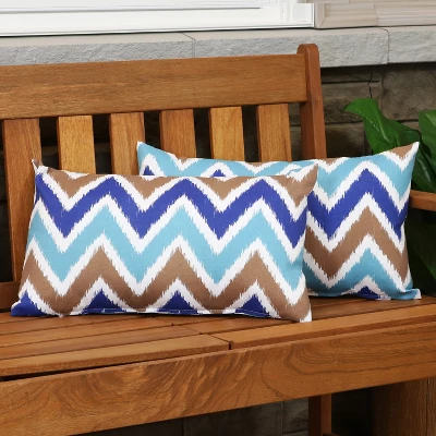 Sunnydaze Decor Sunnydaze Indoor/Outdoor Weather-Resistant Polyester Lumbar Decorative Pillow With Zipper Closure - 2pk 1 Sunnydaze Decor Sunnydaze Indoor/Outdoor Weather-Resistant Polyester Lumbar Decorative Pillow With Zipper Closure - 2pk