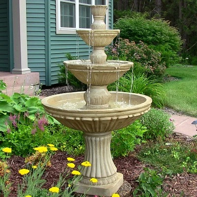 Sunnydaze Decor Sunnydaze 55"H Electric Polystone Classic Style 3-Tier Designer Outdoor Water Fountain 1 Sunnydaze Decor Sunnydaze 55"H Electric Polystone Classic Style 3-Tier Designer Outdoor Water Fountain