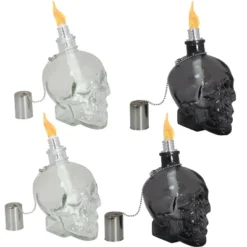 Sunnydaze Decor Sunnydaze Grinning Skull Glass Tabletop Torches - Clear And Black 16 Sunnydaze Decor Sunnydaze Grinning Skull Glass Tabletop Torches - Clear And Black -Sunnydaze Decor GUEST 48e4a326 c5f6 4fe2 8325 84539c186dd6