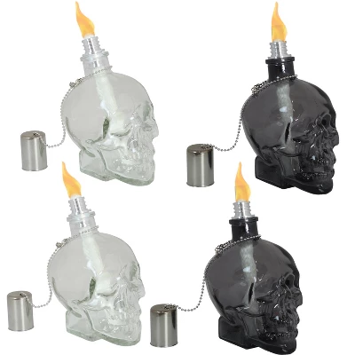 Sunnydaze Decor Sunnydaze Grinning Skull Glass Tabletop Torches - Clear And Black 8 Sunnydaze Decor Sunnydaze Grinning Skull Glass Tabletop Torches - Clear And Black - Image 8