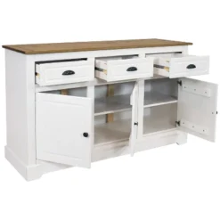 Sunnydaze Decor Sunnydaze Sideboard With 3 Drawers And 3 Doors - Solid Pine Construction - White - 32" -Sunnydaze Decor GUEST 4a1ae096 3487 4b94 8f5a b5ec5be4ea7f