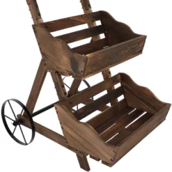 Sunnydaze Decor Sunnydaze 3-Tier Wooden Rolling Planter - Fir Wood - 39.25" - Brown -Sunnydaze Decor GUEST 4ac52912 11b5 4850 9599 881faf7867a8