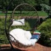Sunnydaze Decor Sunnydaze Outdoor Resin Wicker Patio Danielle Hanging Basket Egg Chair Swing With Cushion And Headrest - 2pc