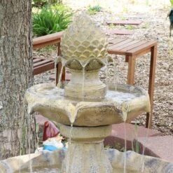 Sunnydaze Decor Sunnydaze 45" H Outdoor Arcade 2-Tier Solar Water Fountain With Battery Backup And LED Light -Sunnydaze Decor GUEST 4ed0f48a 8486 4ee3 8095 b97dc5ba214e