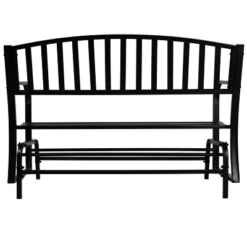 Sunnydaze Decor Sunnydaze 50" 2-Person Metal Outdoor Glider Bench, Black -Sunnydaze Decor GUEST 4ee8487e cb4d 41ea b578 3c59c2fab6a9