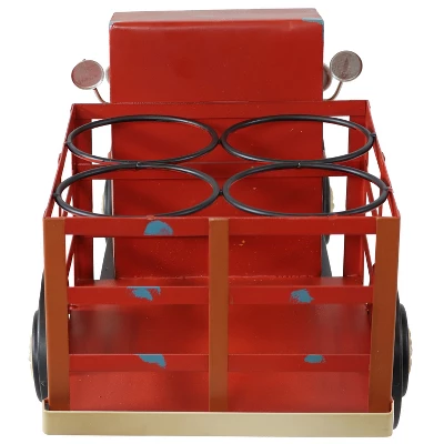 Sunnydaze Decor Sunnydaze Rustic Truck Metal Wine Rack - Red 6 Sunnydaze Decor Sunnydaze Rustic Truck Metal Wine Rack - Red - Image 6