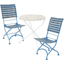Sunnydaze Decor Sunnydaze Indoor/Outdoor Shabby Chic Cafe Chestnut Wood Folding Bistro Table And Chairs - 3pc -Sunnydaze Decor GUEST 52a48967 6d63 4aa6 ab47 259dec9f6bf6