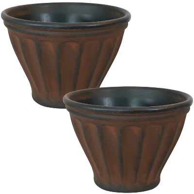 Sunnydaze Decor Sunnydaze Indoor/Outdoor Patio, Garden, Or Porch Weather-Resistant Double-Walled Charlotte Flower Pot Planter - 16" - Rust Finish 8 Sunnydaze Decor Sunnydaze Indoor/Outdoor Patio, Garden, Or Porch Weather-Resistant Double-Walled Charlotte Flower Pot Planter - 16" - Rust Finish - Image 8