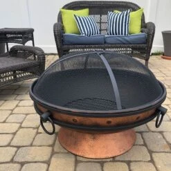 Sunnydaze Decor Sunnydaze Outdoor Camping Or Backyard Large Round Fire Pit Bowl With Handles And Spark Screen - 30" - Copper Finish -Sunnydaze Decor GUEST 5467966a 820d 4e55 987f 390d3e265a99