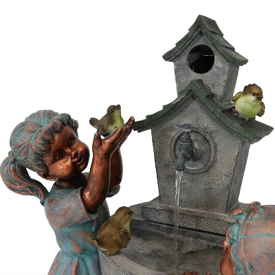 Sunnydaze Decor Sunnydaze 30"H Electric Polyresin Boy And Girl At Bird Bath Outdoor Water Fountain 2 Sunnydaze Decor Sunnydaze 30"H Electric Polyresin Boy And Girl At Bird Bath Outdoor Water Fountain - Image 2